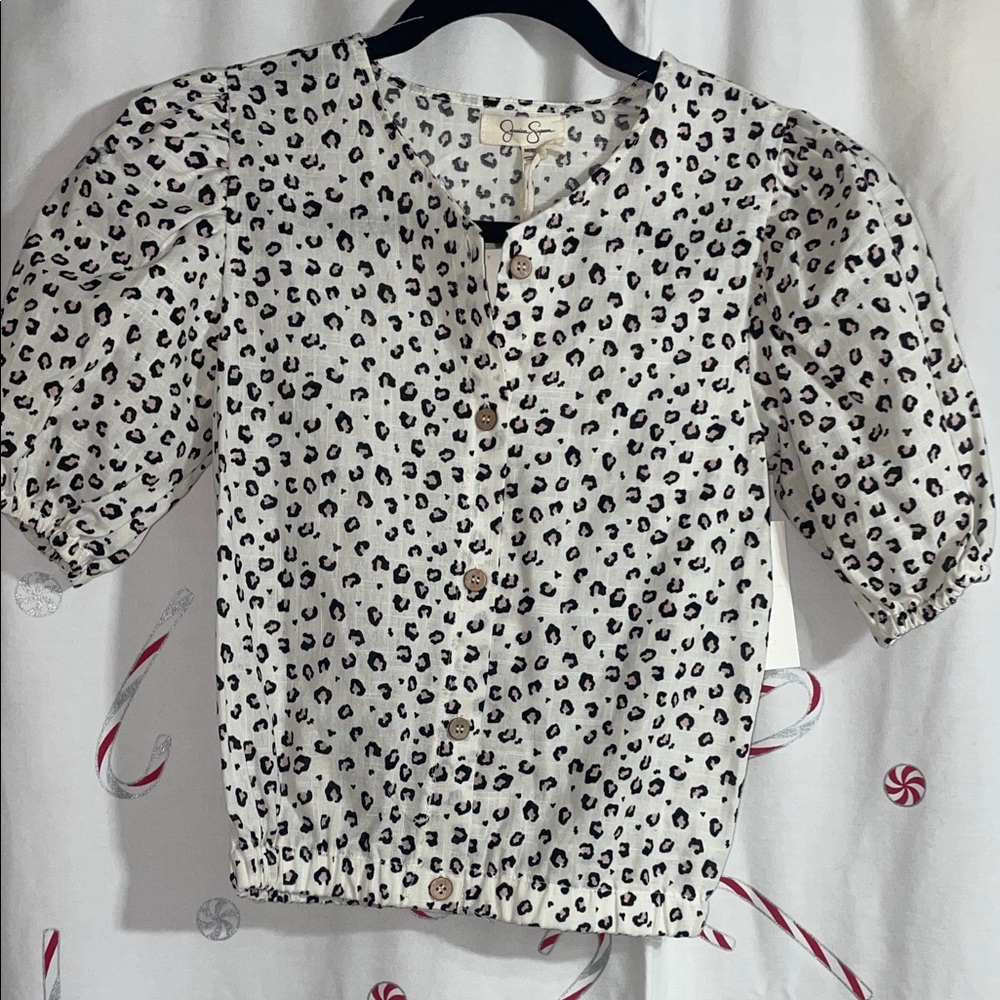 Jessica Simpson Kids Button Down Leopard Print set - Black and White